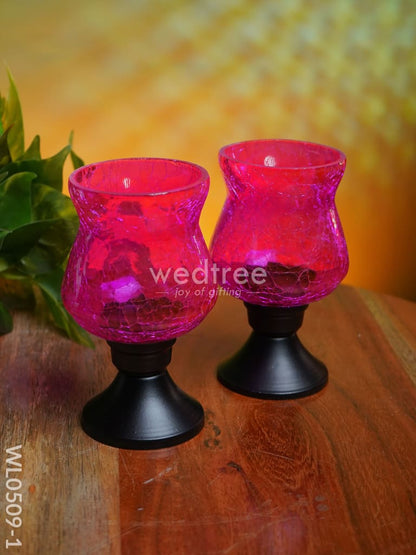 Glass Vase T Light Holder 5 Inches - (Set of 2) - WL0509