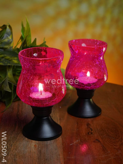 Glass Vase T Light Holder 5 Inches - (Set of 2) - WL0509