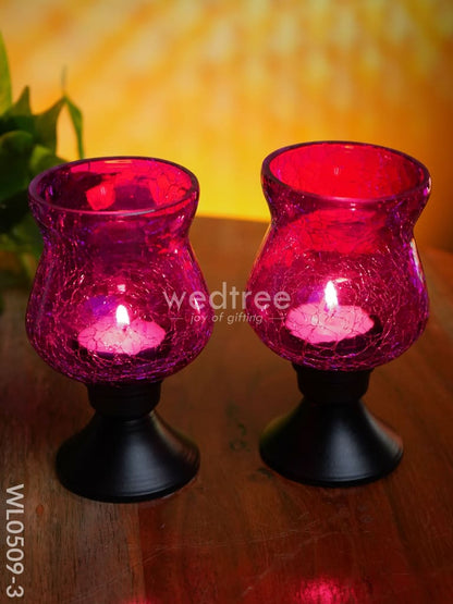 Glass Vase T Light Holder 5 Inches - (Set of 2) - WL0509