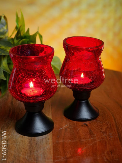 Glass Vase T Light Holder 5 Inches - (Set of 2) - WL0509