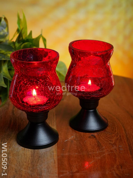 Glass Vase T Light Holder 5 Inches - (Set of 2) - WL0509