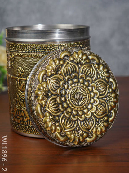 Gold Oxidised Dabba - WL1896 - 2