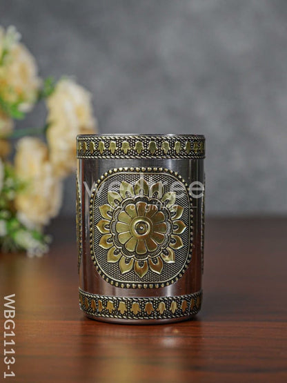 Gold Oxidized Stainless Steel Glass - WBG1113-1