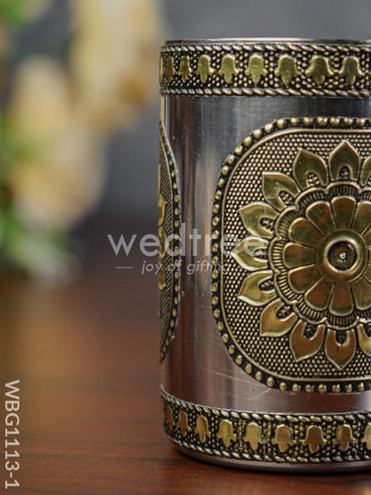Gold Oxidized Stainless Steel Glass - WBG1113-1