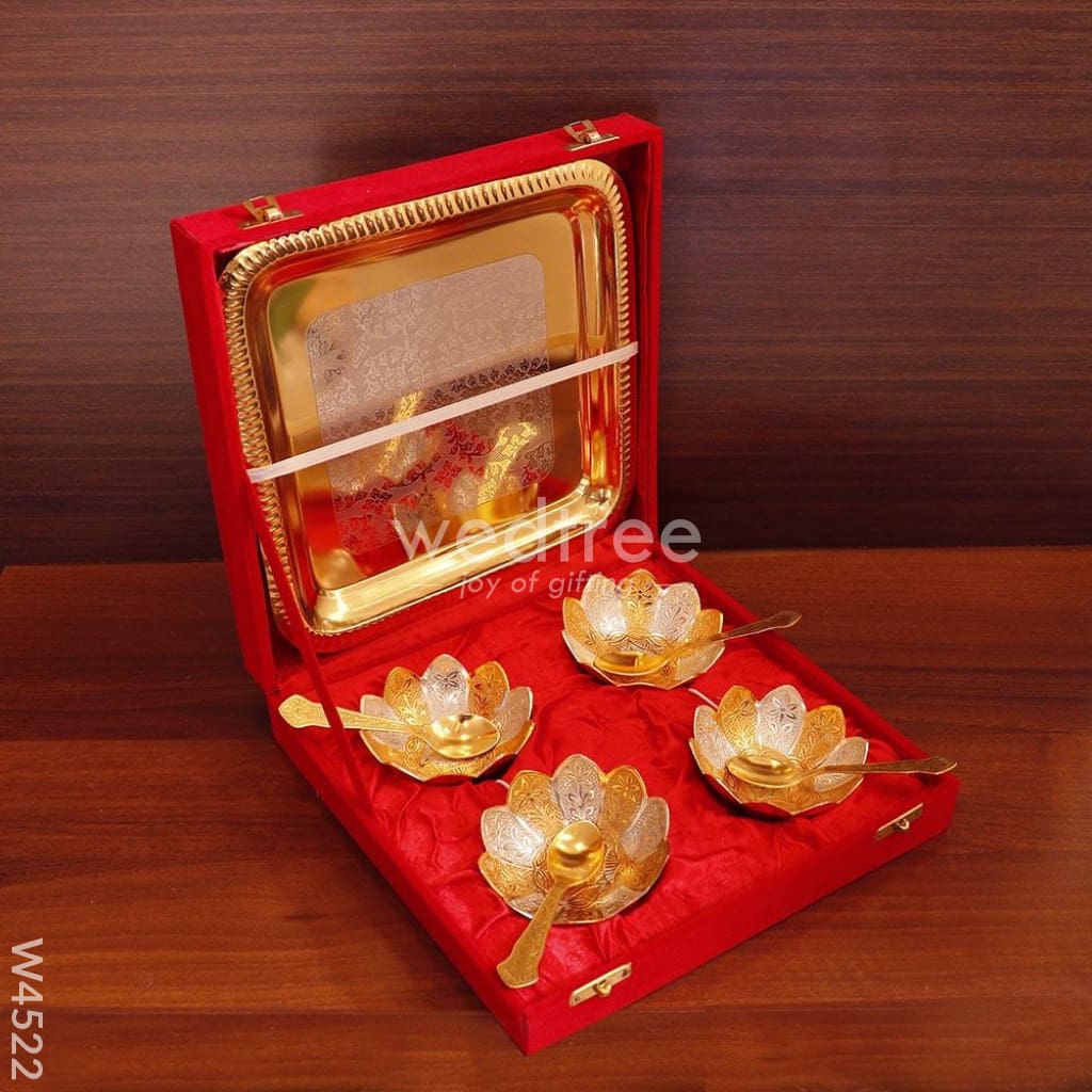 Gold plated bowl set of 4 with plate - W4522