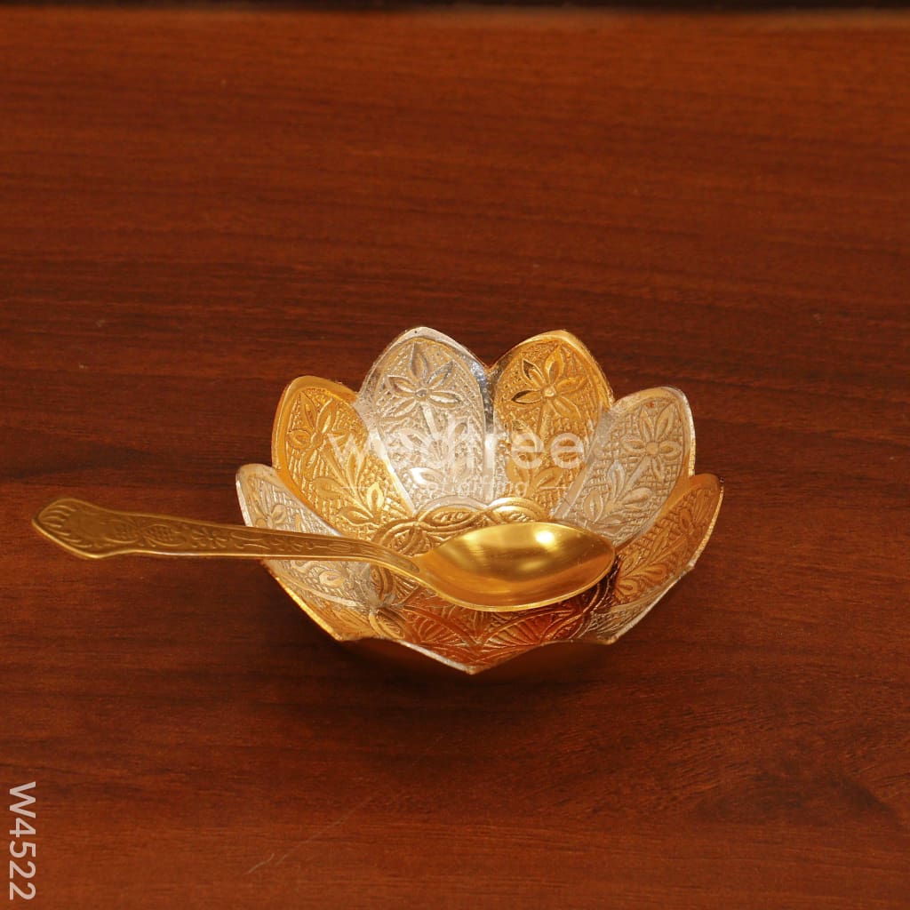 Gold plated bowl set of 4 with plate - W4522