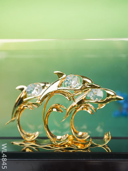 Gold Plated Dolphin with Acrylic Cabinet - WL4845
