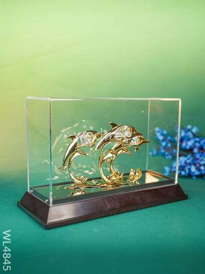 Gold Plated Dolphin with Acrylic Cabinet - WL4845