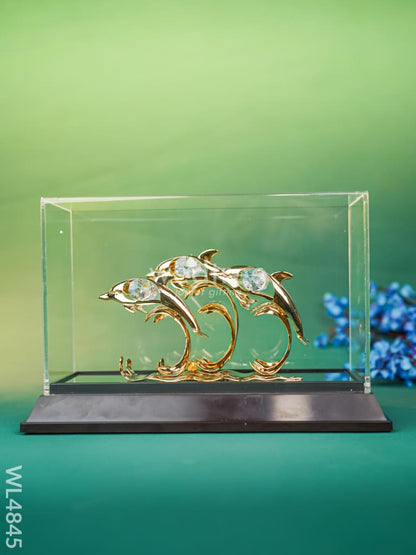 Gold Plated Dolphin with Acrylic Cabinet - WL4845