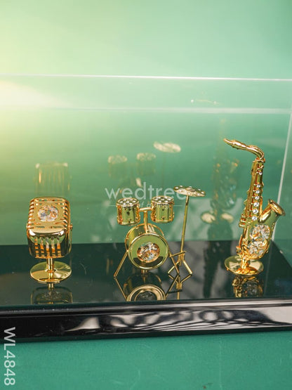 Gold Plated Musical Instruments with Acrylic Cabinet - WL4848