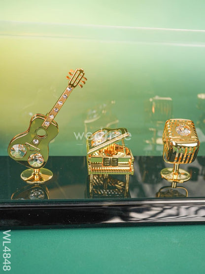 Gold Plated Musical Instruments with Acrylic Cabinet - WL4848