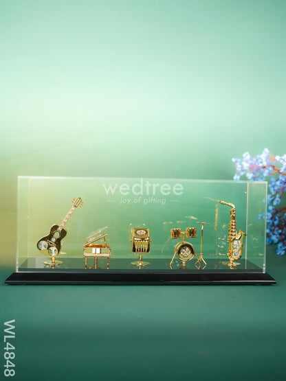 Gold Plated Musical Instruments with Acrylic Cabinet - WL4848
