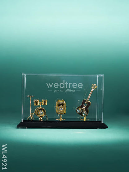 Gold Plated Musical Instruments with Acrylic Cabinet - WL4921
