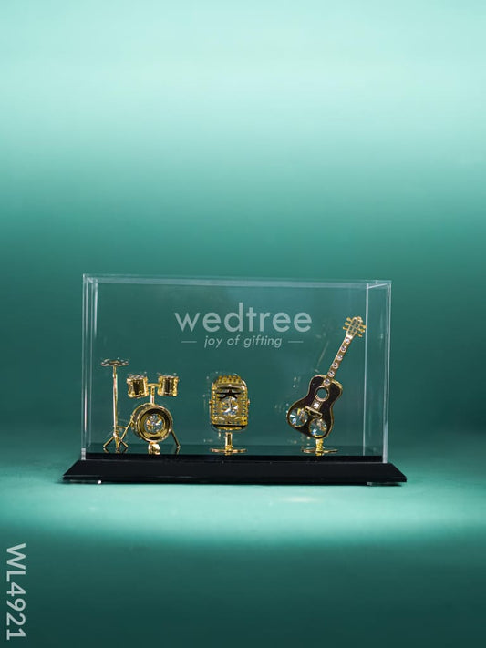 Gold Plated Musical Instruments with Acrylic Cabinet - WL4921