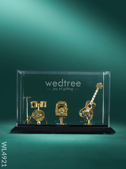 Gold Plated Musical Instruments with Acrylic Cabinet - WL4921