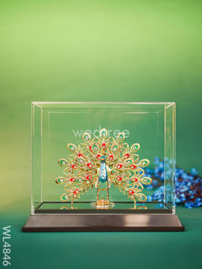 Gold Plated Peacock with Acrylic Cabinet - WL4846