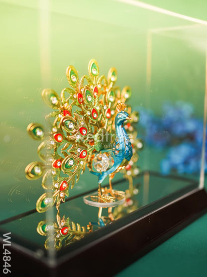 Gold Plated Peacock with Acrylic Cabinet - WL4846