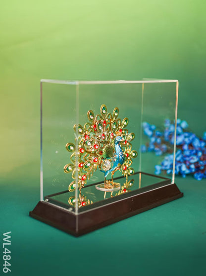 Gold Plated Peacock with Acrylic Cabinet - WL4846