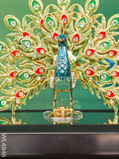 Gold Plated Peacock with Acrylic Cabinet - WL4846