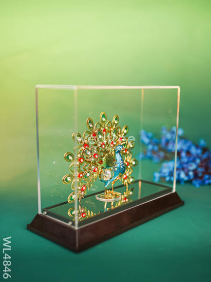 Gold Plated Peacock with Acrylic Cabinet - WL4846