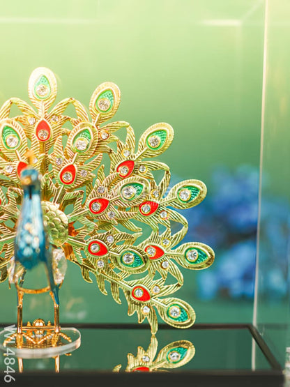 Gold Plated Peacock with Acrylic Cabinet - WL4846