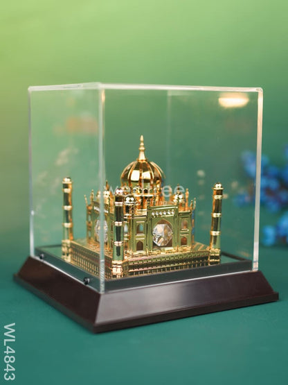 Gold Plated Taj Mahal with Acrylic Cabinet - WL4843