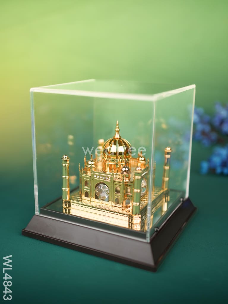 Gold Plated Taj Mahal with Acrylic Cabinet - WL4843