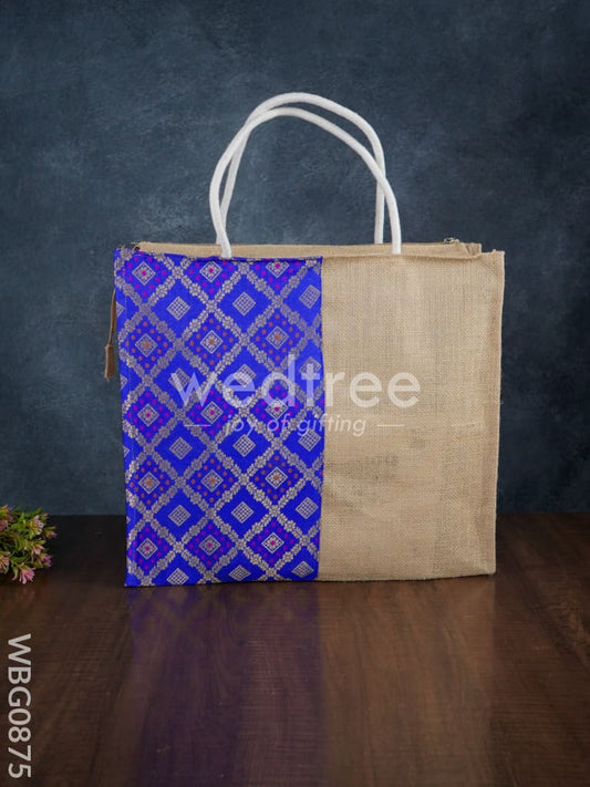 Golden Brocade Design Jute Bag - 14.5 inch - WBG0875