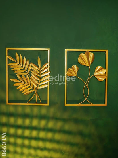 Golden Leaf Metal Wall Hanging (Set of 2) - WL0998
