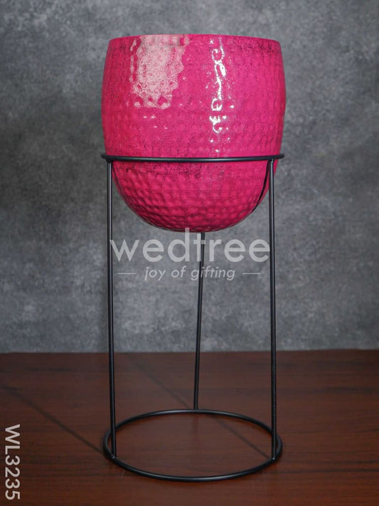 Hammered Planter Pot & Stand - WL3235
