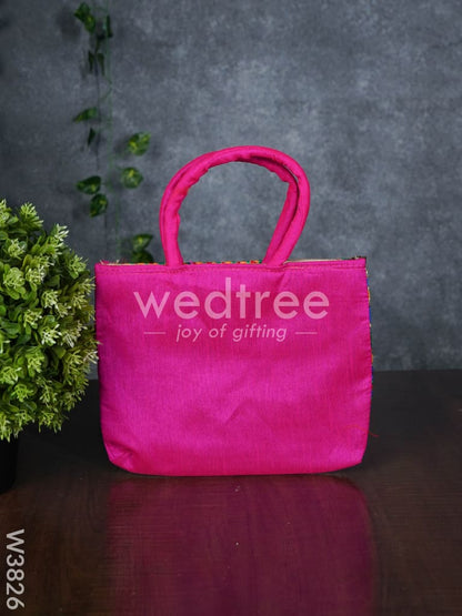 Hand bag raw silk with Peacock design - W3826