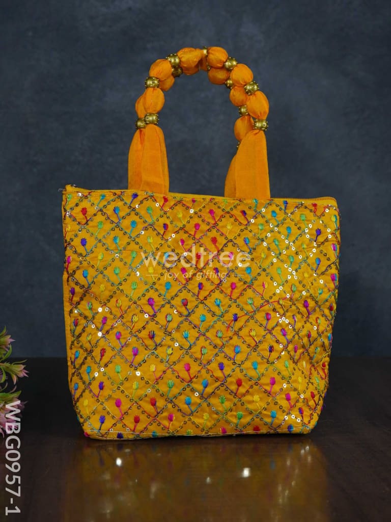 Hand Bag with Allover Thread Embroidery  - WBG0957-1