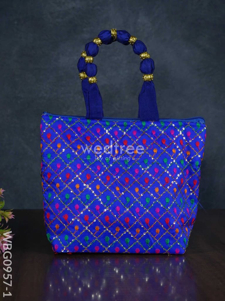 Hand Bag with Allover Thread Embroidery  - WBG0957-1
