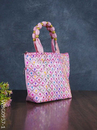 Hand Bag with Allover Thread Embroidery  - WBG0957-1