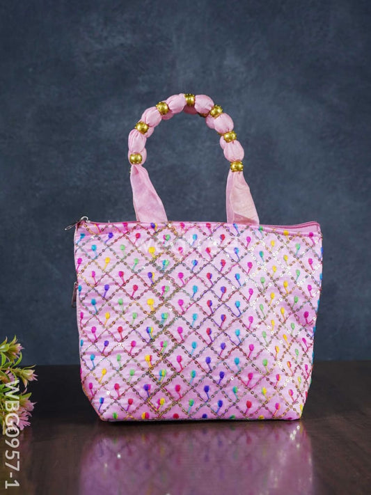 Hand Bag with Allover Thread Embroidery  - WBG0957-1