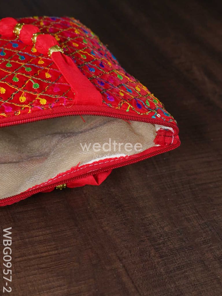 Hand Bag with Allover Thread Embroidery  - WBG0957-2