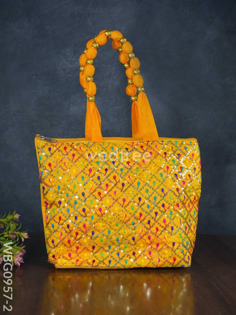 Hand Bag with Allover Thread Embroidery  - WBG0957-2