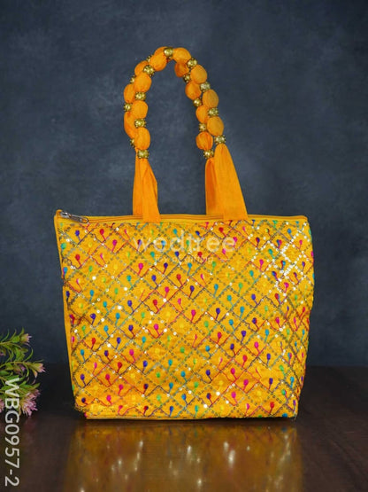 Hand Bag with Allover Thread Embroidery  - WBG0957-2