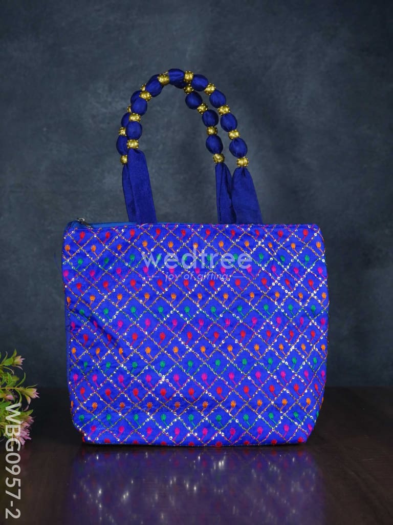 Hand Bag with Allover Thread Embroidery  - WBG0957-2