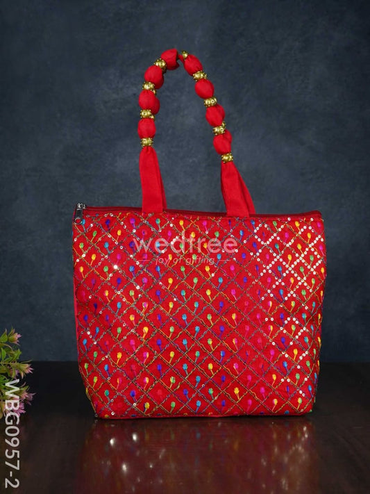 Hand Bag with Allover Thread Embroidery  - WBG0957-2