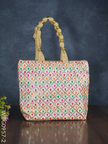 Hand Bag with Allover Thread Embroidery  - WBG0957-2