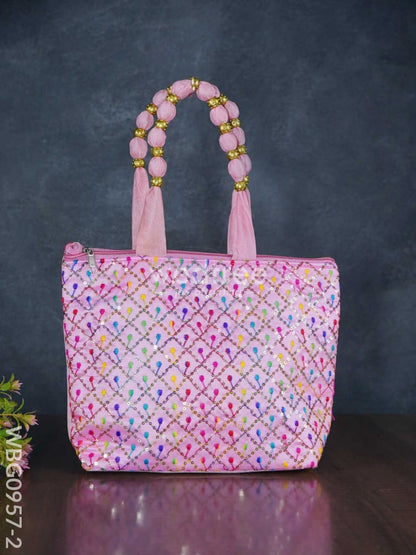 Hand Bag with Allover Thread Embroidery  - WBG0957-2