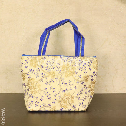 Hand bag with leaf and floral embroidery design - W4580