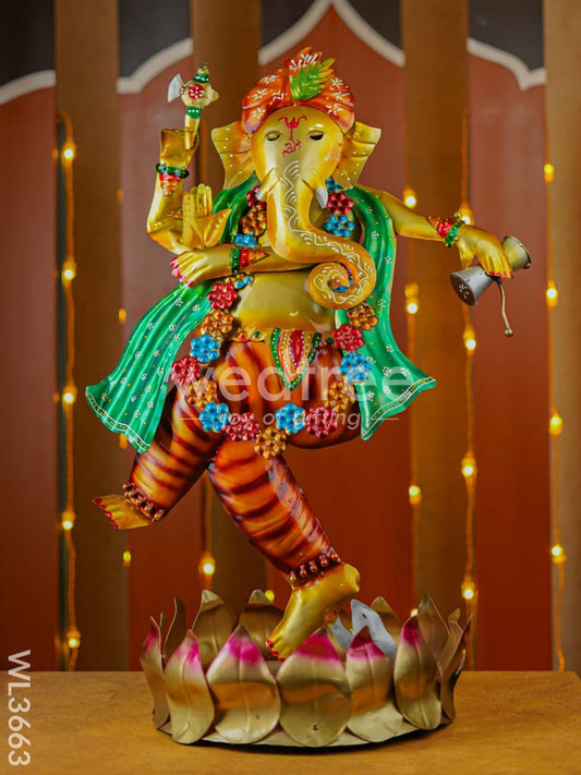 Hand Painted Dancing Ganesha Showpiece - WL3663