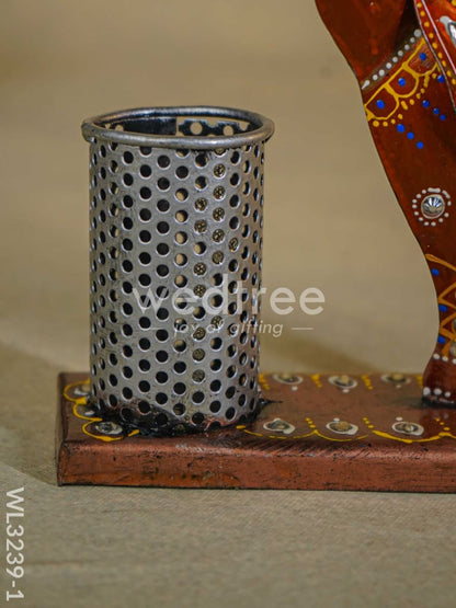 Hand Painted Elephant Pen Stand - WL3239-1