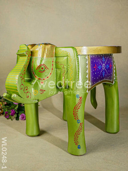 Hand Painted Elephant stool - 8 inch - WL0248-1