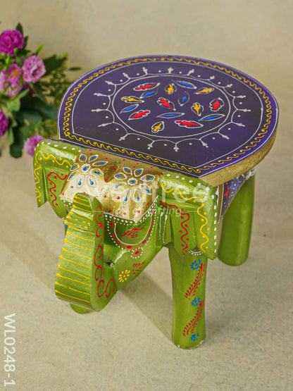 Hand Painted Elephant stool - 8 inch - WL0248-1