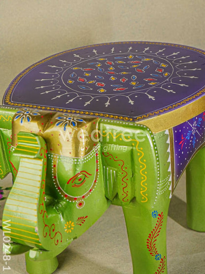 Hand Painted Elephant stool - 8 inch - WL0248-1