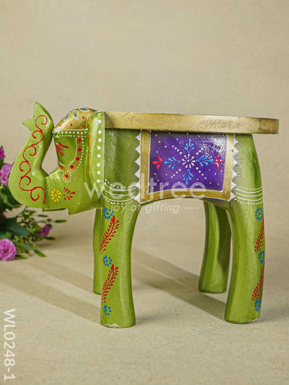 Hand Painted Elephant stool - 8 inch - WL0248-1