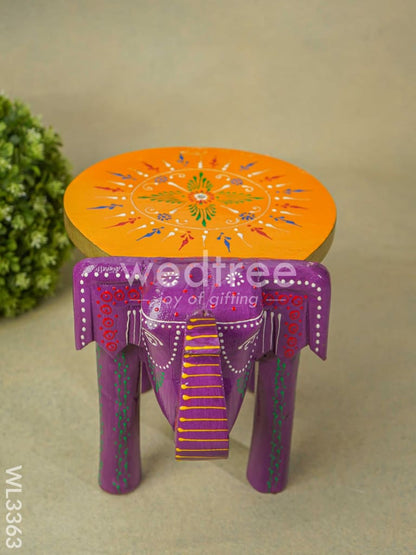 Hand Painted Elephant stool - 8 inch - WL3363